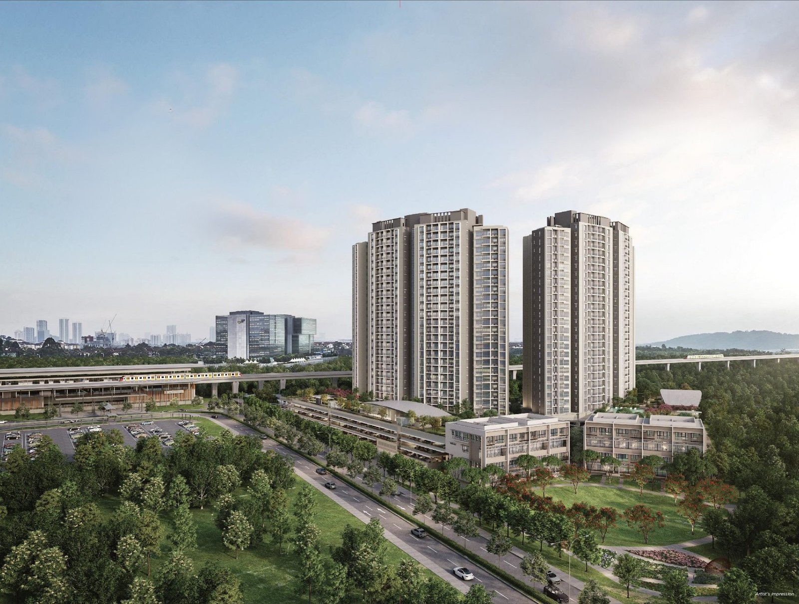 Artist's impression of Linari towers beside the MRT station